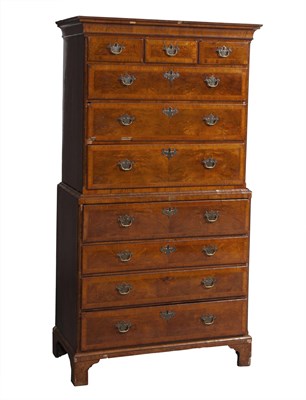 Lot 0 - George II Walnut Chest on Chest with Desk Drawer