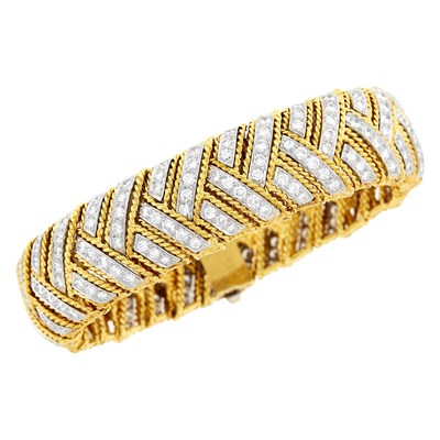 Lot 118 - Two-Color Gold and Diamond Bracelet
