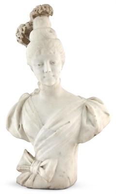 Lot 359 - Italian Marble Bust of a Woman Signed Carrara....