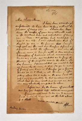 Lot 244 - BURR, AARON Autograph letter signed with...