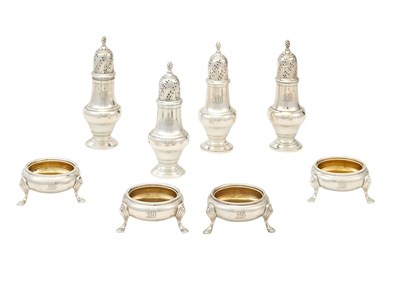 Lot 229 - Set of Four Tiffany & Co Sterling Silver Open Salt Cellars and Four Pepper Casters