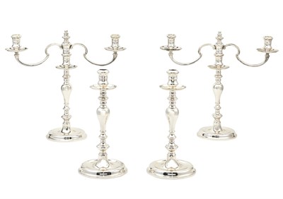 Lot 238 - Set of Four American Sterling Silver Candlesticks and Pair of Branches