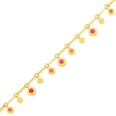 Lot 1109 - Chaumet Gold, Ruby and Multicolored Sapphire Fringe Bracelet