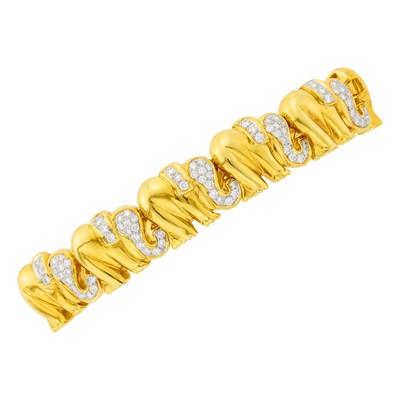 Lot 63 - Gold and Diamond Elephant Bracelet