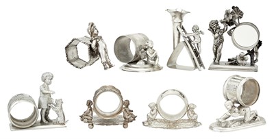 Lot 104 - Group of American Novelty Silver Plated Napkin Rings