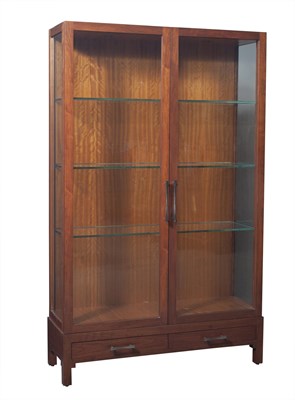 Lot 358 - Custom Stained Wood Display Cabinet Height 84...