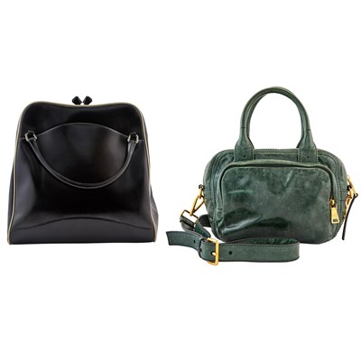 Lot 1273 - Two Prada Black and Green Leather Handbags