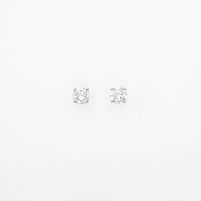 Lot 1163 - Pair of White Gold and Diamond Earrings