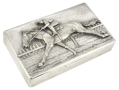 Lot 508 - Tiffany & Co. Sterling Silver and Parcel Gilt Equestrian Theme Table Box