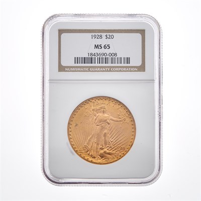 Lot 1086 - United States 1928 $20 St. Gaudens NGC MS65
