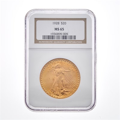 Lot 1087 - United States 1928 $20 St. Gaudens NGC MS65