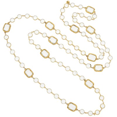 Lot 1072 - Chanel Long Glass 'Chicklet' Chain Necklace