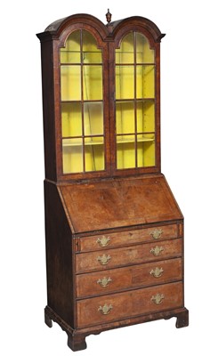 Lot 253 - George II Style Walnut Bureau Bookcase