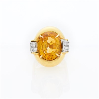 Lot 1155 - Gold, Platinum, Citrine and Diamond Ring