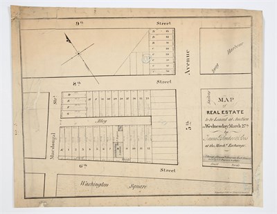 Lot 85 - A real estate auction map for properties on what is now Washington Square North