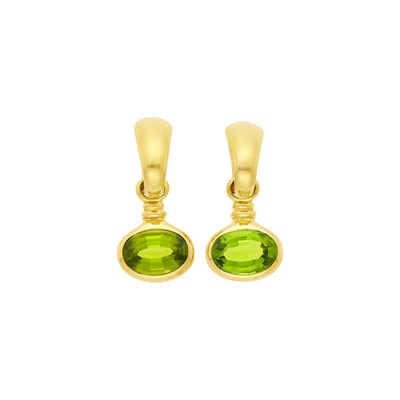 Lot 110 - Bulgari Pair of Gold and Peridot Pendant-Earrings