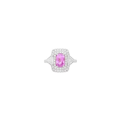 Lot 31 - White Gold, Pink Sapphire and Diamond Ring