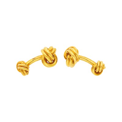 Lot 1100 - Tiffany & Co. Pair of Gold Love Knot Cufflinks