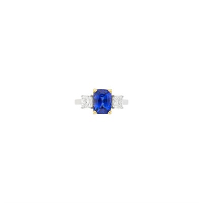 Lot 144 - Two-Color Gold, Sapphire and Diamond Ring
