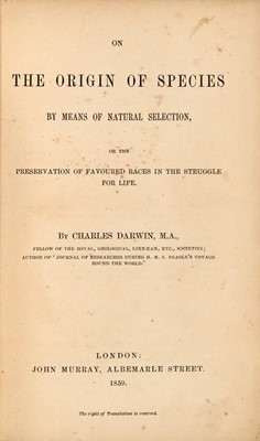 Lot 233 - The first edition of Darwin’s Origin of Species