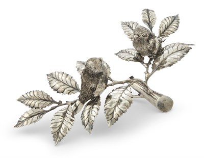 Lot 118 - Two Italian Buccellati Style Silver Birds on a Branch