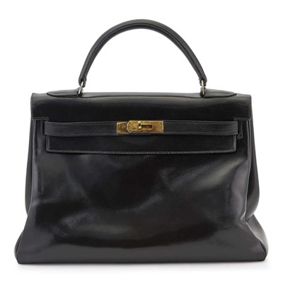 Lot 185 - Hermès Vintage Black Box Leather 'Kelly 32' Bag