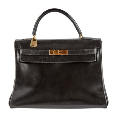 Lot 160 - Hermès Vintage Black Box Leather 'Kelly 32' Bag