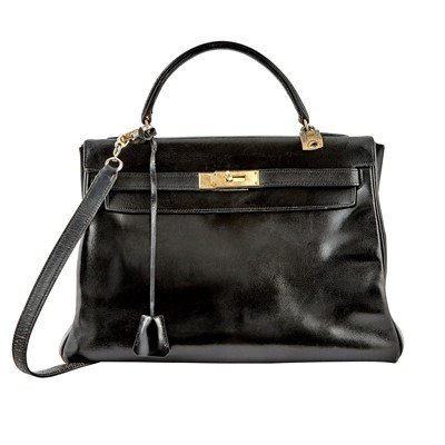 Lot 1167 - Hermès Vintage Black Leather 'Kelly' Bag