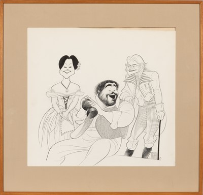 Lot 5209 - A fine original Hirschfeld drawing of Pavarotti