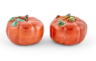 Lot 131 - A Pair of Small Pumpkin Form Vessels