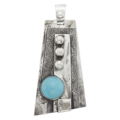 Lot 192 - Jean Després Silver, Rose Gold-Plated and Turquoise Pendant