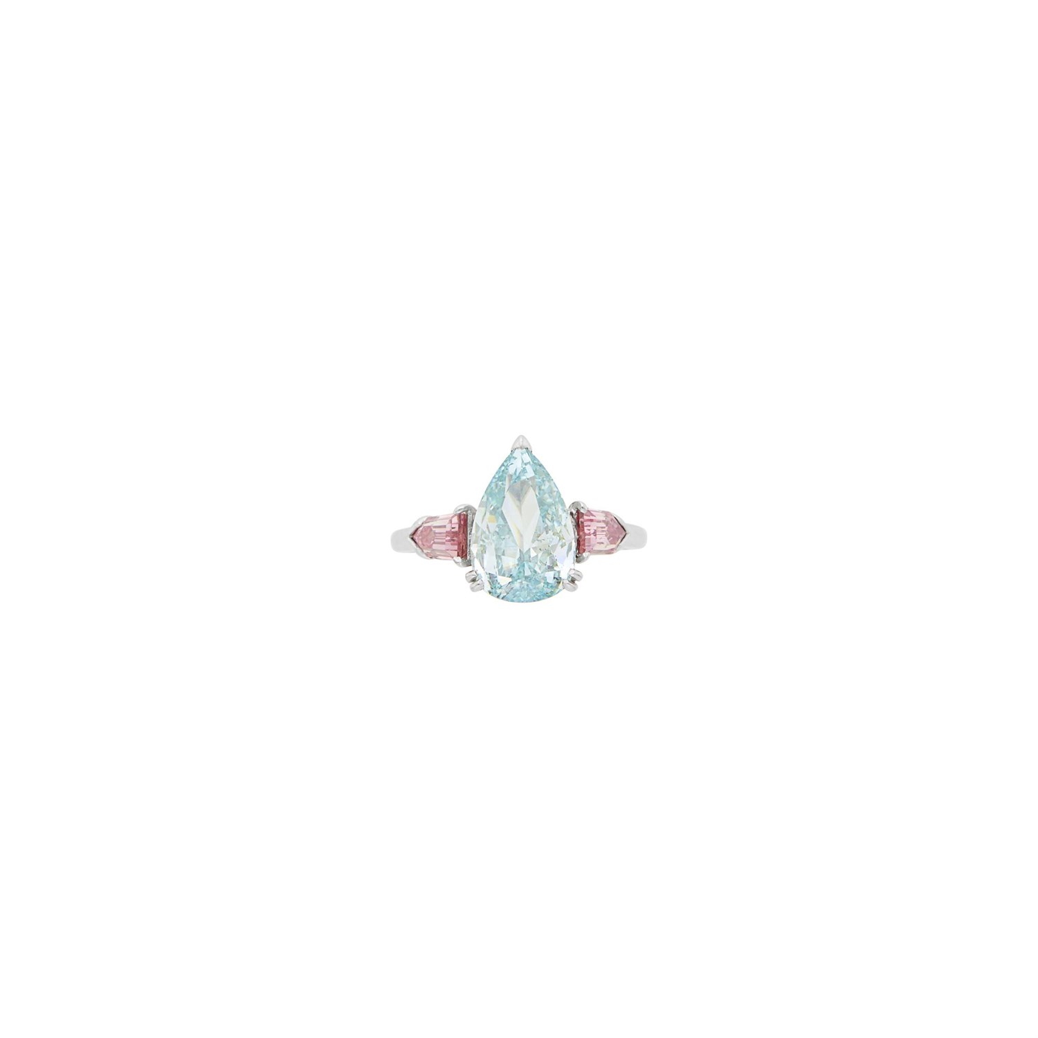 178 - Bulgari Platinum, Fancy Intense Blue-Green and Fancy Intense Pink Diamond Ring