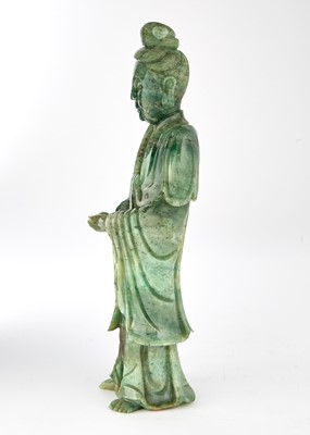 Lot 46 - A Chinese Carved Jadeite Figure of Guanyin