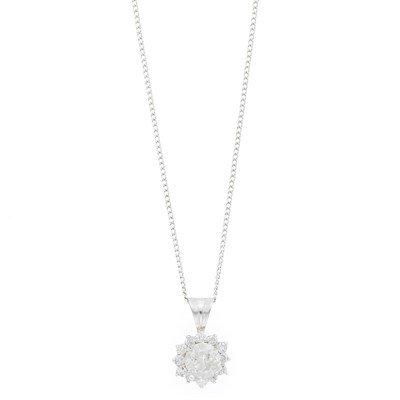 Lot 1133 - White Gold and Diamond Pendant-Necklace