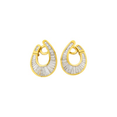 Lot 126 - Pair of Gold and Diamond Hoop Earrings