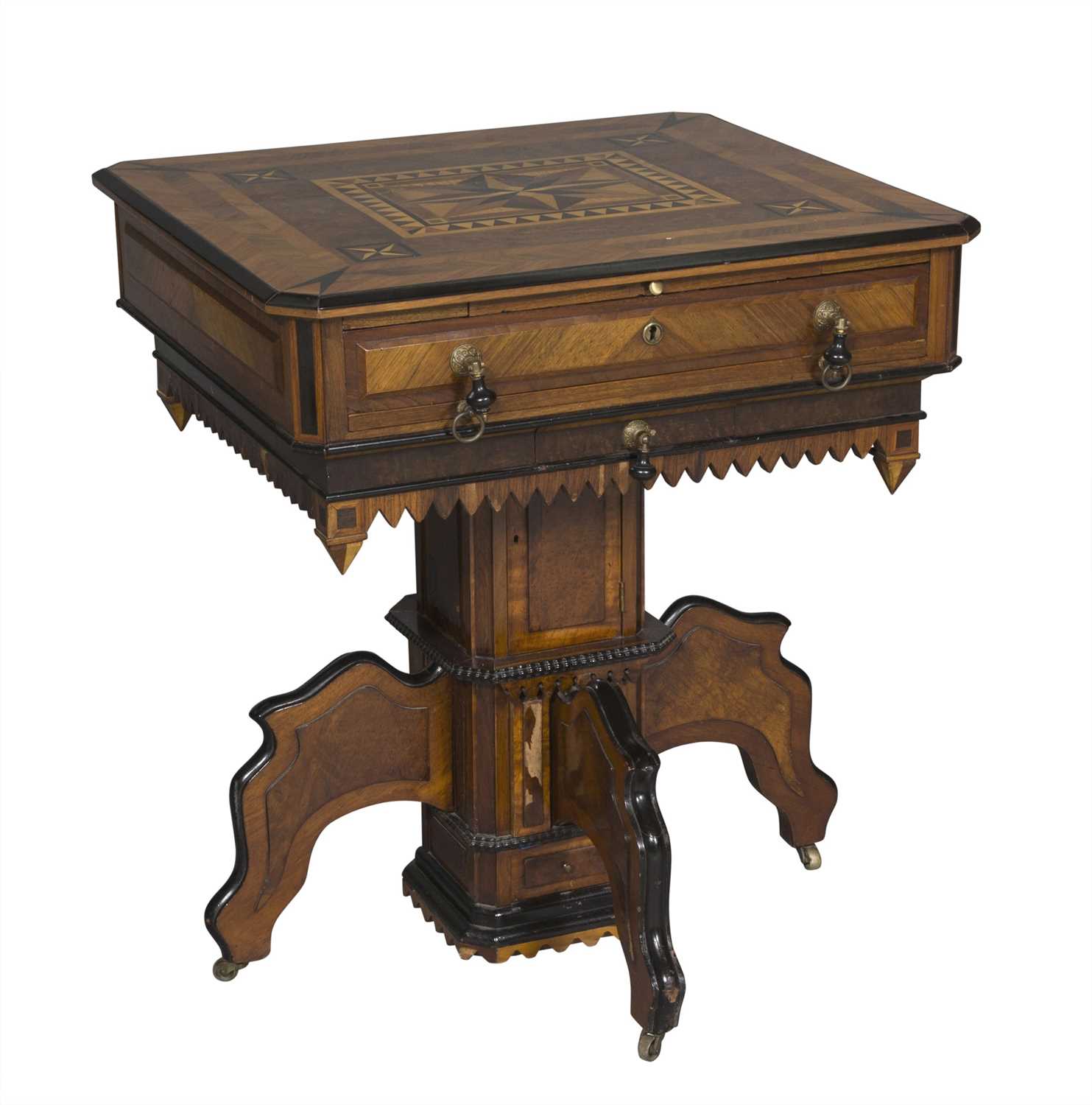 Lot 212 - Victorian Inlaid Marquetry and Part Ebonized Center/Games Table