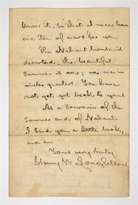 Lot 124 - LONGFELLOW, HENRY WADSWORTH Autograph letter...