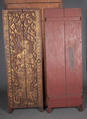 Lot 95 - Four Thai Carved and Gilded Wooden Door Panels