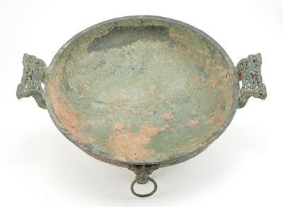 Lot 56 - A Chinese Archaic Bronze Footed Vessel, Pan