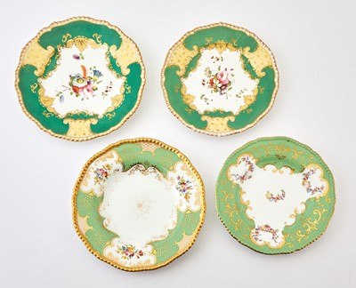 Lot 95 - Two Sets of English Green Bordered Porcelain Dessert Plates