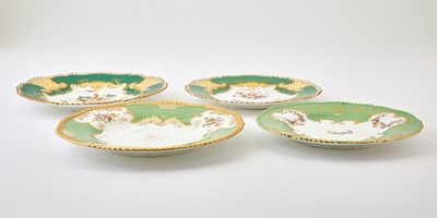 Lot 95 - Two Sets of English Green Bordered Porcelain Dessert Plates