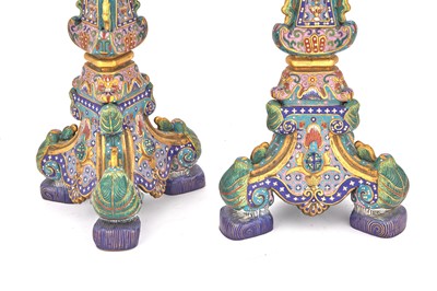 Lot 66 - A Large Pair of Chinese Cloisonne Enamel and Parcel Gilt Copper Floor Prickets