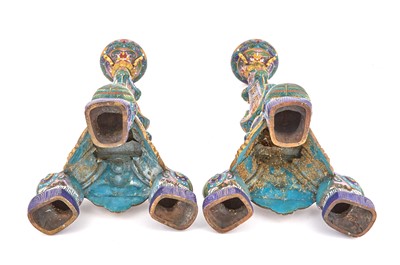 Lot 66 - A Large Pair of Chinese Cloisonne Enamel and Parcel Gilt Copper Floor Prickets