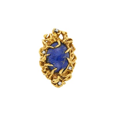Lot 217 - Attributed to Arthur King Gold, Lapis and Diamond Ring
