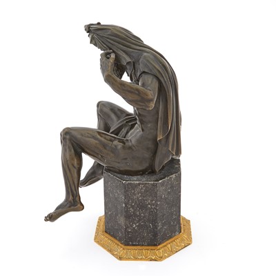 Lot 93 - Bronze Figure of a  Nude Man Pulling a Cloak over his Head