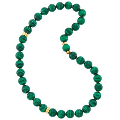 Lot 1011 - Gold and Malachite Bead Necklace