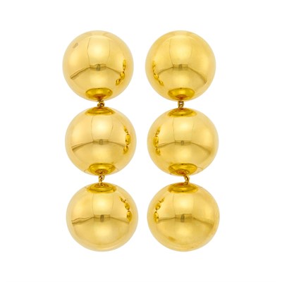 Lot 6 - Pair of Gold Ball Pendant-Earclips
