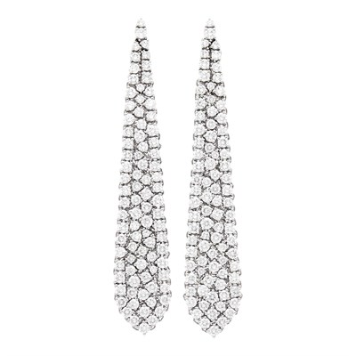 Lot 75 - Pair of White Gold and Diamond Earrings