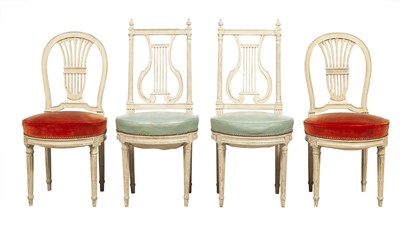 Lot 359 - Two Pairs of Louis XVI Style Painted Wood Side Chairs