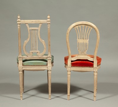 Lot 175 - Two Pairs of Louis XVI Style Painted Wood Side Chairs